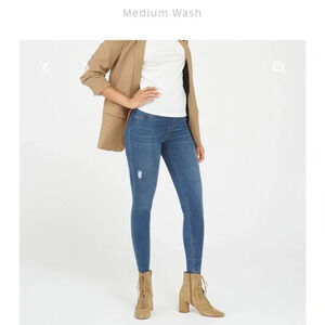 Spanx Jeans Women S Blue Distressed Medium Wash pull on Denim